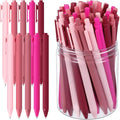 Crtiin 50 Pcs Gel Ink Pens Bulk, Black Ink 0.5mm Fine Point Retractable Pen Smooth Writing Office Supplies for Teacher Server Nurse Christmas Charity Donation Valentine (Pink Series)