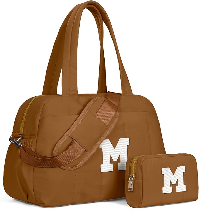 Gifts for Teen Girls-Women Trendy Stuff-Duffle Bag with Letter, Carry On Bags for Women，Overnight Bag with Wet Pocket，Lightweight Travel Bags Personalized Gym Tote with Makeup Pouch