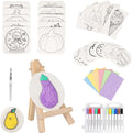 Crystalberry 45 Pcs Magic Foam Texture Painting Kit, Including 30 Pcs Foam Texture Papers, 12 Colorful Pens, 2 Soft-tip Water Pens, 1 Small Easel, for Creative DIY Arts, Crafts and Family Activities