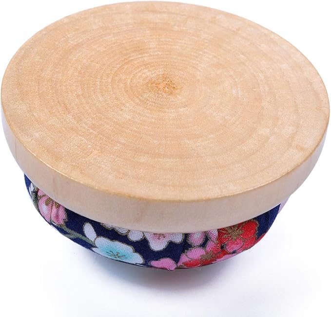 eZAKKA Pin Cushion, Wooden Base Pin Cushions for Sewing Round Pin Needle Holder for DIY Crafts (Japanese Style)