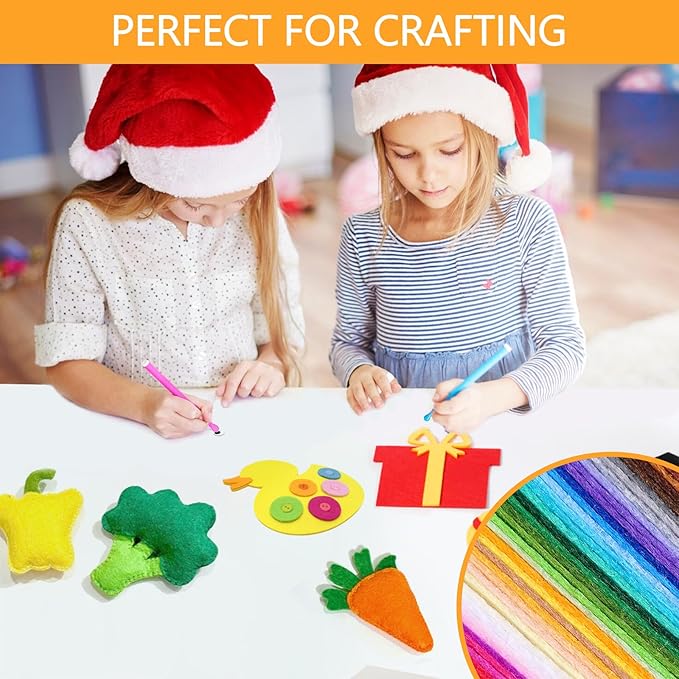 40PCS Felt Fabric Sheets Craft - 6"x 6" Assorted Colors - 1mm Thick Square Nonwoven Felt Fabric for Crafts DIY