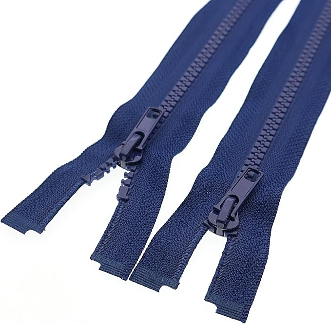 #5 34 Inch Separating Jacket Zippers 2PCS Plastic Bulk Zippers for Coats Sewing Crafts, Navy Blue YIGUANXIN