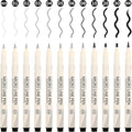 Black Micro Pens Set - 12 Sizes (0.23mm to 5mm), Waterproof Archival Ink, Fine Point Pens for Artists, Illustrators, Sketching, Anime, Manga & Technical Drawing