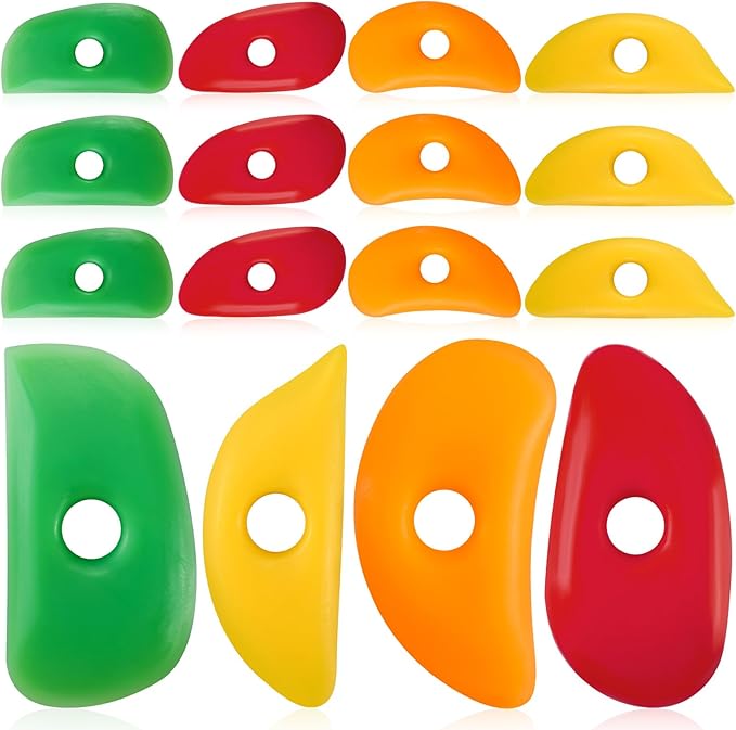 16 Pcs Soft Silicone Pottery Ribs, Multi Styles DIY Smooths Shapes Pottery Trimming Tools, Silicone Clay Ceramic Ribs, 4 Styles, for Shapes Sculpting Mud Trimming Throwing
