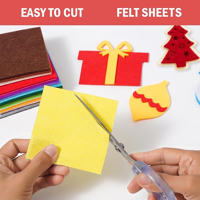 40PCS Felt Fabric Sheets Craft - 10"x 10" Assorted Colors - 1mm Thick Square Nonwoven Felt Fabric for Crafts DIY