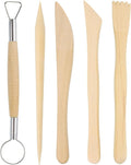 HARFINGTON 5pcs Wooden Clay Sculpting Tools Double-Headed Crafts Modeling kit Pottery Carving Tool for Shaping Cutting Decoration Embossing