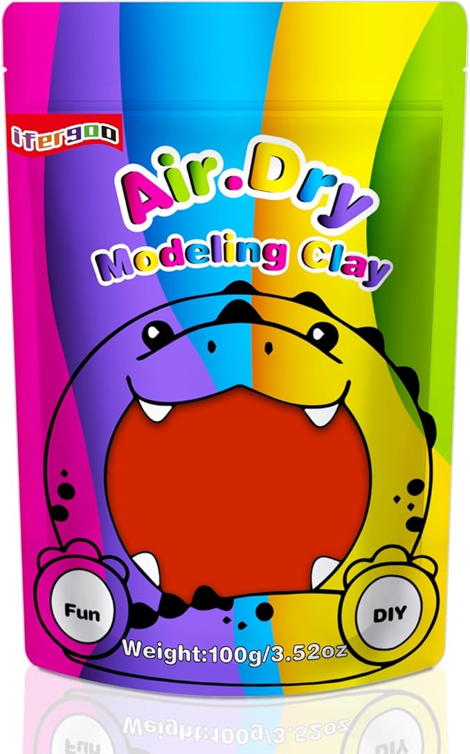 iFergoo Air Dry Clay, Ultra Light Modeling Clay, Magic Clay DIY Creative Modeling Dough, Kids Gifts for Girls Boys 3.52oz/100g (Red Clay)