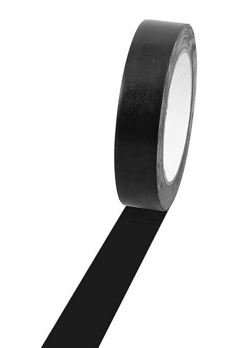 Champion Sports Vinyl Tape, 1” Wide x 60 Yards Long, Black - Durable Floor Marking Tape - Schools, Gyms, Restaurants