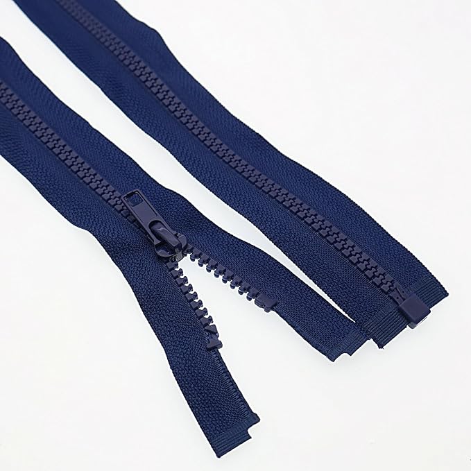 SHUNLI 2PCS #5 28 Inch Separating Jacket Zippers, Navy Blue Molded Plastic Zipper Bulk for Sewing Crafts Coats Bags