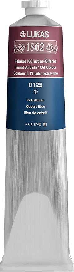 Lukas 1862 Professional German Oil Paint, Cobalt Blue 200 mL - w/Beeswax & Non-Yellowing Sunflower Oil, Short Drying Time, Smooth, Outstanding Lightfastness