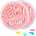 Hekisn 60-Pack Premium Hand Sewing Needles Set, 6 Sizes Embroidery Needles Kit with Threaders, Assorted Large Eye Sewing Needles for Repair, DIY, Art & Craft Projects(Pink)