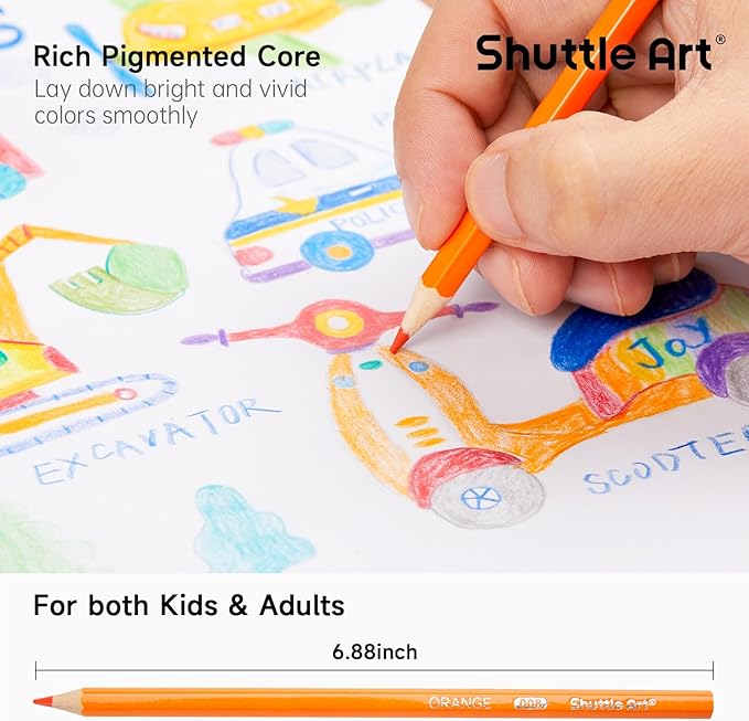 Shuttle Art 504 Colored Pencils Bulk, 12 Vibrant Colors, Pack of 42, Pre-sharpened Coloring Pencils, Wood Colored Pencil for Kids Teachers, Classroom Essentials, Back to School Supplies