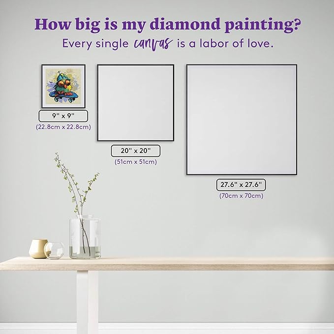 DIAMOND ART CLUB Skate Bird Diamond Painting Kit, Fun DIY Crafts for Adults, Round Diamond Art Canvas, 9" x 9"