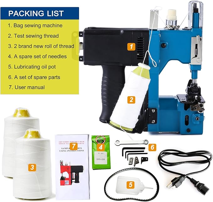 Portable Bag Sewing machine, Heavy Duty Bag Closing Machine For Burlap Bags Sand Bags Come With Thread