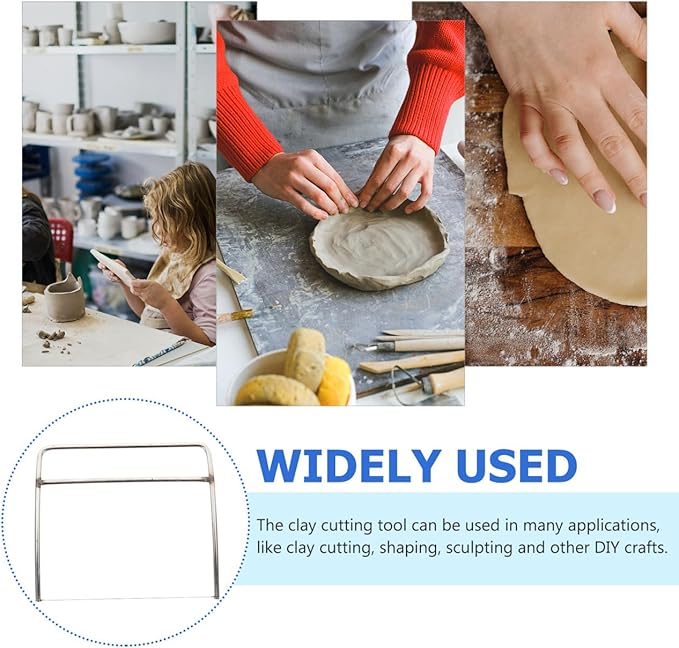 SEWACC Angle Cutting Clay Tool Stainless Steel Wire Bevel Cutter Trimming Pottery Clay Sculpting Tool DIY Ceramic Clay Modeling Tool for Pottery Ceramics and Sculpting B