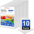 Stretched Canvas for Painting - 11x14 Inch/10 Canvas Value Pack - Triple Primer Acid Free 100% Cotton Blank Canvas for Painting Supplies Oil and Acrylic Pouring Art Watercolor