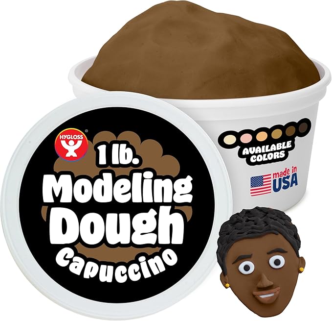 Hygloss Play Modeling Dough for Kids – Multicultural Skin Tones – Safe & Non-Toxic Sensory Dough for Arts & Crafts – Play Clay for Toddler Activities, Preschool Classroom Must-Haves (1 lb, Cappuccino)
