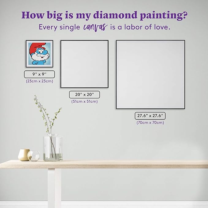 DIAMOND ART CLUB Papa Smurf Diamond Painting Kit, Fun DIY Crafts for Adults, Round Diamond Art Canvas, 9" x 9"
