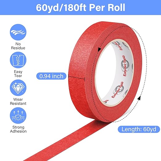 6 Rolls Colored Masking Tape - Rainbow Color, 0.94-Inch x 60-Yard Colorful Craft Tape, Painters Tape Great for Crafts, Art, Labeling, DIY Projects