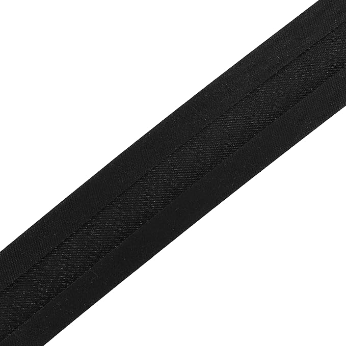 Mandala Crafts 1 Inch Single Fold Bias Tape for Sewing, Quilting, Piping, Hemming, Blanket & Quilt Binding – 40 Yards Black Fabric Seam Binding Tape
