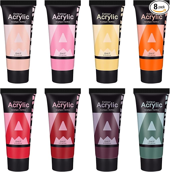 AUREUO Harvest Acrylic Paint Set - 8 Winter Color Tubes 0.71 Fl Oz / 21ml for Crafts, Holiday Decor, Gift for Painters