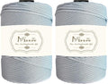 Maxee Premium Polyester Macrame Cord 3 mm × 218 yd (2 Pack),3mm 100% Polypropylene Macrame Cord,Ideal for Crochet, Wall Hangers, Bags, Rugs & DIY Crafts(Light Gray)