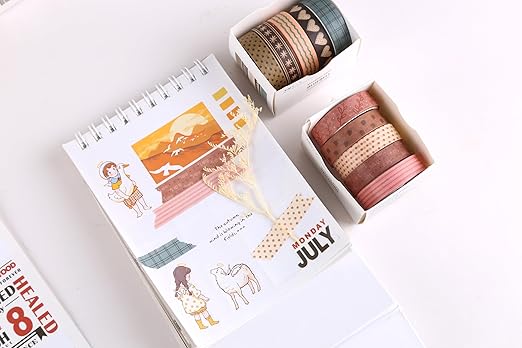 YUBX Basic Washi Tape Set 30 Rolls Plants Patterns Decorative Skinny Slim Masking Tapes for Arts, DIY Crafts, Journals, Planners, Scrapbook, Wrapping (Rainbow Forests)