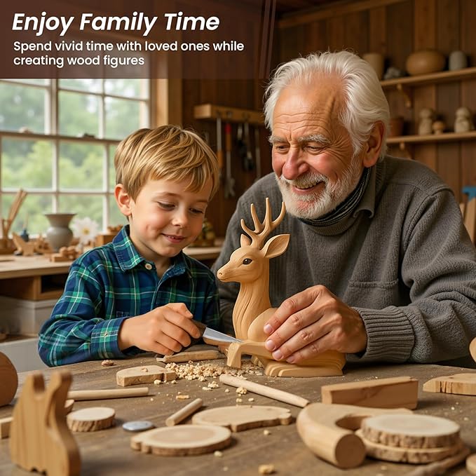 Wood Carving Knife for Beginners - Whittling Knife with Leather Sheath for Adults, Professionals and Wood Carving Enthusiasts - Safety Woodworking Tools