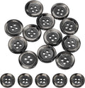 HARFINGTON 24pcs Sewing Button 15mm (5/8") 4 Holes Resin Round Buttons Craft Sewing Accessories for Clothing DIY Crafts Decoration, Black-Grey