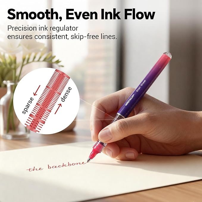 WRITECH Liquid Ink Rollerball Pens: 8ct Assorted Colors Fine Point Tip 0.7mm Roller Ball Rolling Pen for Smooth Writing Coloring Drawing Journaling No Bleed & Smear &Smudge Multi Colored