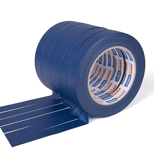 ADHES Blue Painters Tape Masking Tape for Painting,Paint Tape No Residue Outdoor Anti UV Multi Surface Use, 18mm x 50m, (0.7Inch x 55yard), 6Rolls