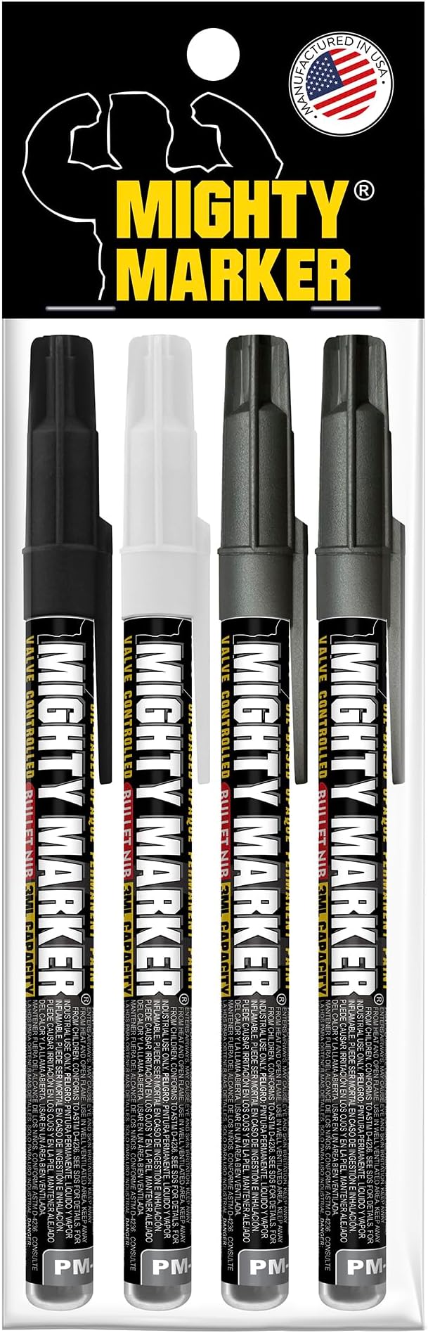 PM-92 Extra Fine Paint Marker, 4 Bonus Tips, 1.0 mm Tip, Xylene Based, Waterproof, Permanent, Valve Action, Manufactured in USA, Assorted 4 Pack