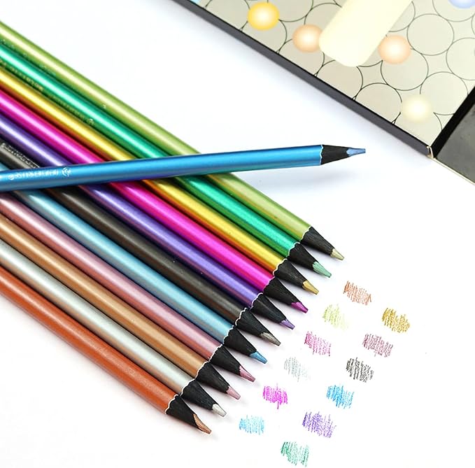 12pcs Metallic Non Toxic Colored Drawing Pencils 12 Color Drawing Sketching Color Pencil