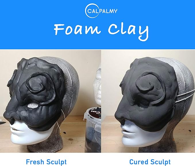 1.1lb Moldable Cosplay Foam Clay (Black) – High Density and Hiqh Quality for Intricate Designs | Air Dries to Perfection for Cutting with a Knife or Rotary Tool, Sanding or Shaping