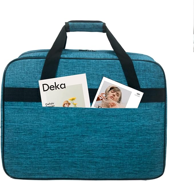 Sewing Machine Carrying Case，Sewing Machine Carrying Case Tote Bag，Universal Tote Storage Bag with Pockets and Handles, Suitable for Most Standard Singer (PEACOCK BLUE)