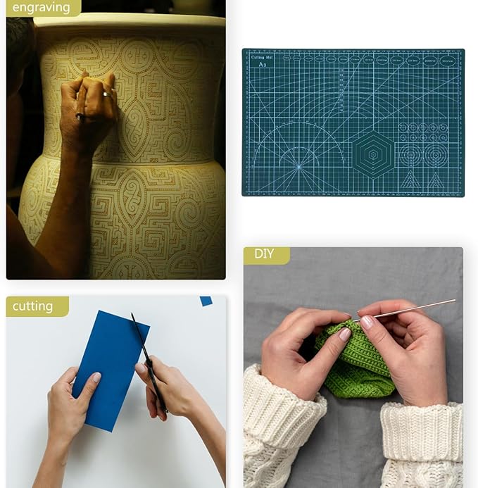 Dual-Side Self-Healing Cutting Mat 17.7X11.8 Inches Grid Craft Cutting Board for Quilting Sewing Scrapbooking and Hobby Projects