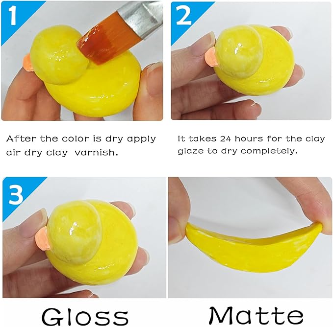 EIGTWEN 2 x 100ml Air Dry Clay Glaze, Gloss & Matte Finish, Prevents Cracking, Scratches, Watertight & Fireproof, Compatible with Clay, Plaster, Metal, Wood, Jewelry & More