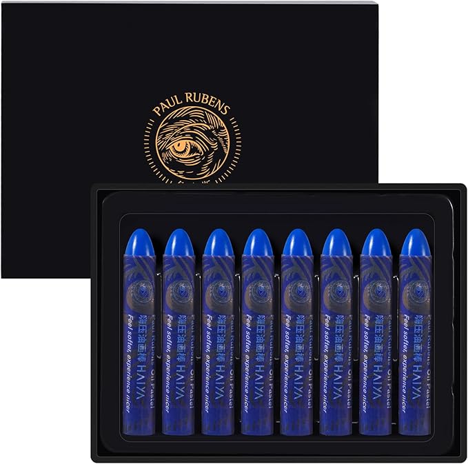 Paul Rubens Indian Blue Oil Pastels (8 Pack) - Ultra-Creamy & Blendable, Bullet Tip for Precision - Premium Art Supplies for Drawing, Sketching & Painting - Ideal for Artists, Students & Beginners