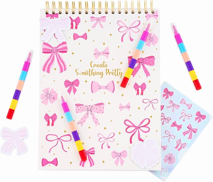 VOTUM Sketch Book: Personalized Artist Sketchbook: Sketching, Drawing and Creative Doodling. Notebook and Sketchbook to Draw and Journal with Stickers and Markers (Bows)