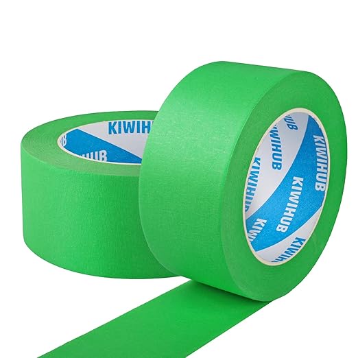 Green Painters Tape, 2" x 60 yd, 2 Rolls - Green Masking Tape - Multi Surface Use - 14 Day Clean Release Trim Edge Finishing Tape