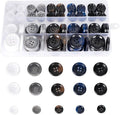 110Pcs Mixed Sewing Buttons, 4-Hole Craft Round, 5 Color 3 Size(15mm,20mm,25mm) Suit Coats Blazer Resin Button, Suitable for Variety Clothing Sewing, DIY Craft (White,Grey, Brown,Blue, Black)