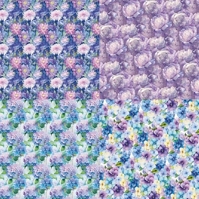 Purple Floral Scrapbook Paper Pad Color Flower Patterned Paper 6×6,24 Sheets Single-Sided Floral Scrapbooking CardStock Papers Pad for Holiday Cardmaking DIY Origami Journaling.