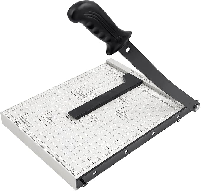Guillotine Paper Cutter, 12 Inch Heavy Duty Guillotine, 12 Sheet Capacity Stack Paper Trimmer with Safety Blade Lock, 12" Cutting Length and Paper Cutter Slicer for Office Home School