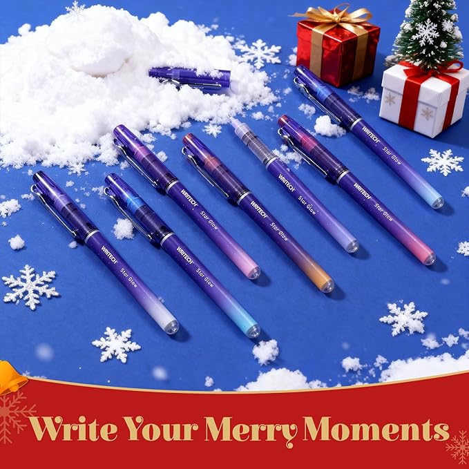 WRITECH Liquid Ink Rollerball Pens: 8ct Assorted Colors Extra Fine Point Tip 0.5mm Roller Ball Rolling Pen for Smooth Writing Coloring Drawing Journaling No Bleed & Smear &Smudge Multi Colored.
