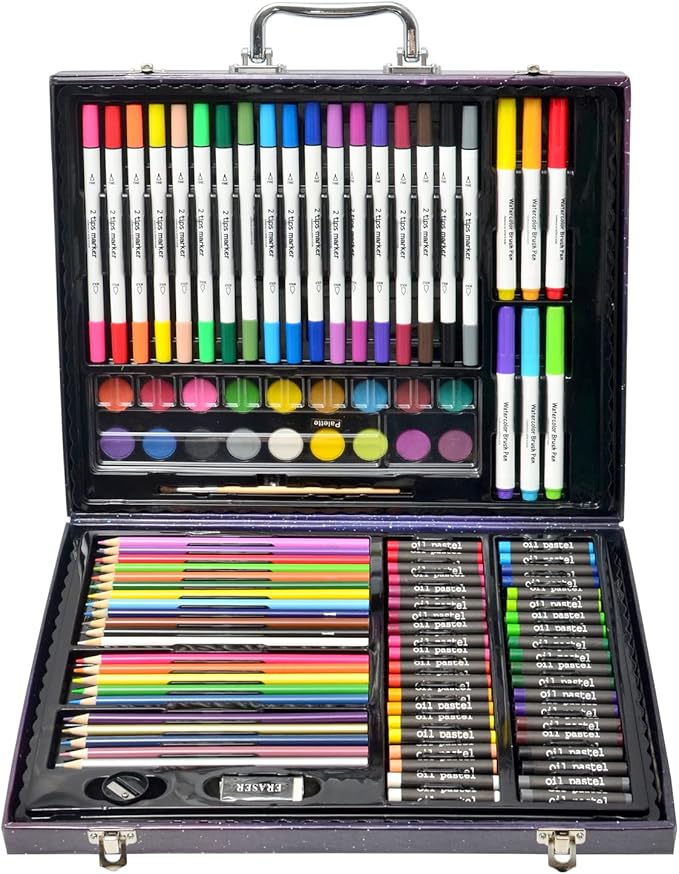 132-Piece Art Set, Deluxe Professional Color Set, Creating Gift Box, Art Set Crafts Drawing Painting Christmas Kit for Kids and Adult, Girls Boys