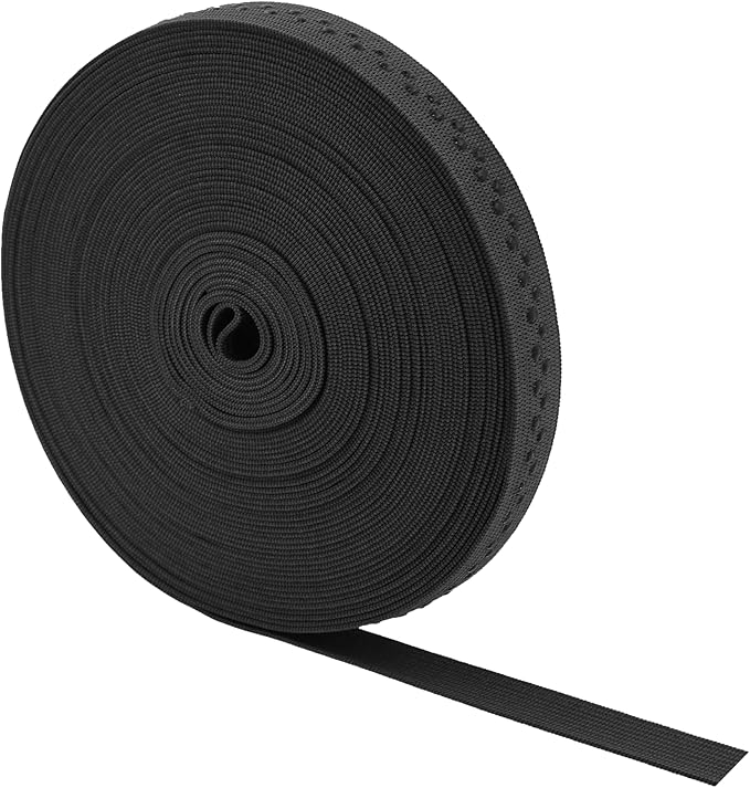 Mandala Crafts 0.5 Inch Elastic Silicone Gripper Tape for Clothing - 20 Yds Dotted Non Slip Elastic Band for Sewing - Black and White Silicone Flat Fabric Stretchy Ribbon Straps