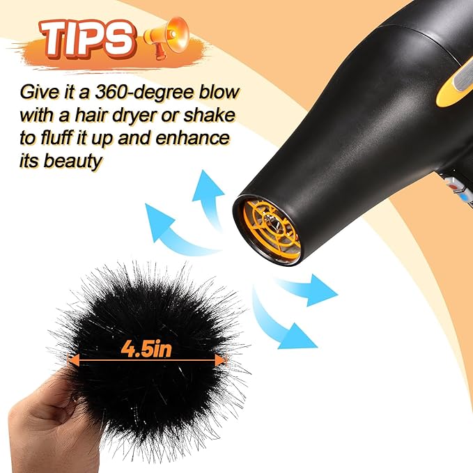 36 Pcs Faux Fur Pom Poms for Hats - Soft Pom Pom Fluffy Balls with Elastic Loop for Crafts, Removable Knitting Accessories for Shoes Gloves Bags Scarves Keychain (18 Color, 4.5 in )
