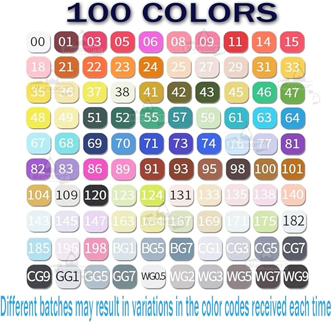 Merooart Alcohol marker, 100 color double pointed permanent marker, suitable for adult coloring illustrations by artists - brush and chisel double pointed, coloring supplies, sketching marker