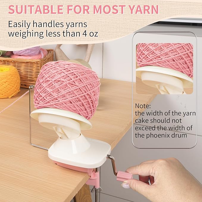 Yarn Winder, Efficient Yarn Winder for Crocheting Make 3.5oz Yarn Cakes, Easy to Use and Install Yarn Ball Winder with Lower Noise, The Helper for Knitting Lover for Yarns Below Size 5