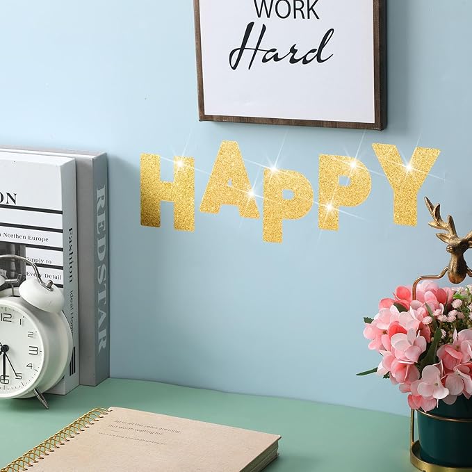 Harloon 232 Pcs 24 Sheets Large Glitter Letter Stickers Big Font Alphabet Letter Self Adhesive Letters Kit Mailbox Stickers for Mailbox Bulletin Boards Classroom Home(Gold,2.5 Inch)